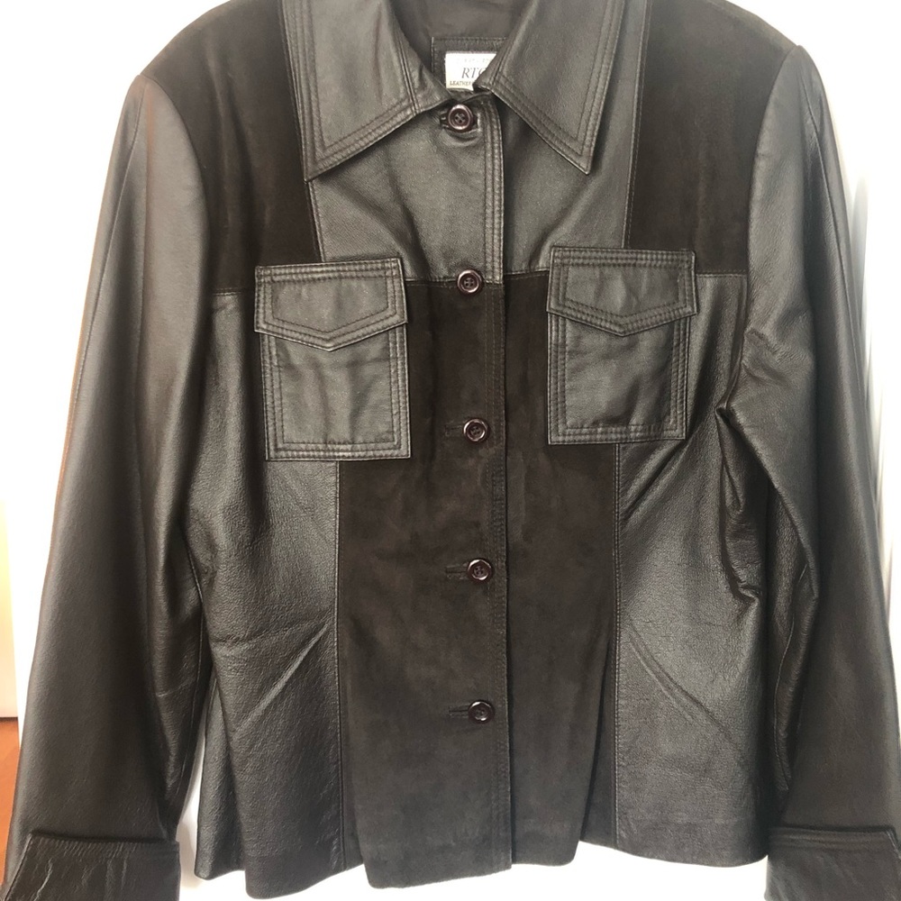 RTG chemise style leather & suede coat size 11